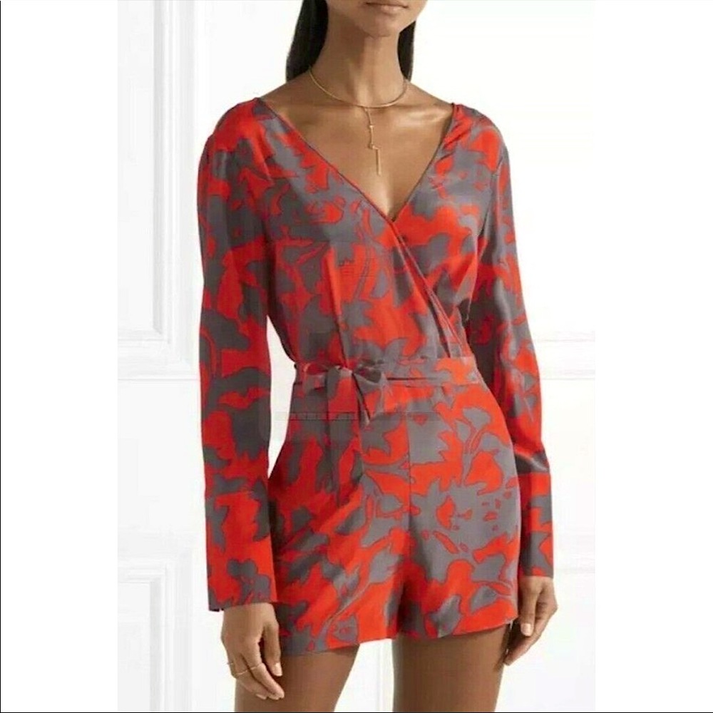 NWT Diane Von Furstenburg Floral Silk Wrap Romper